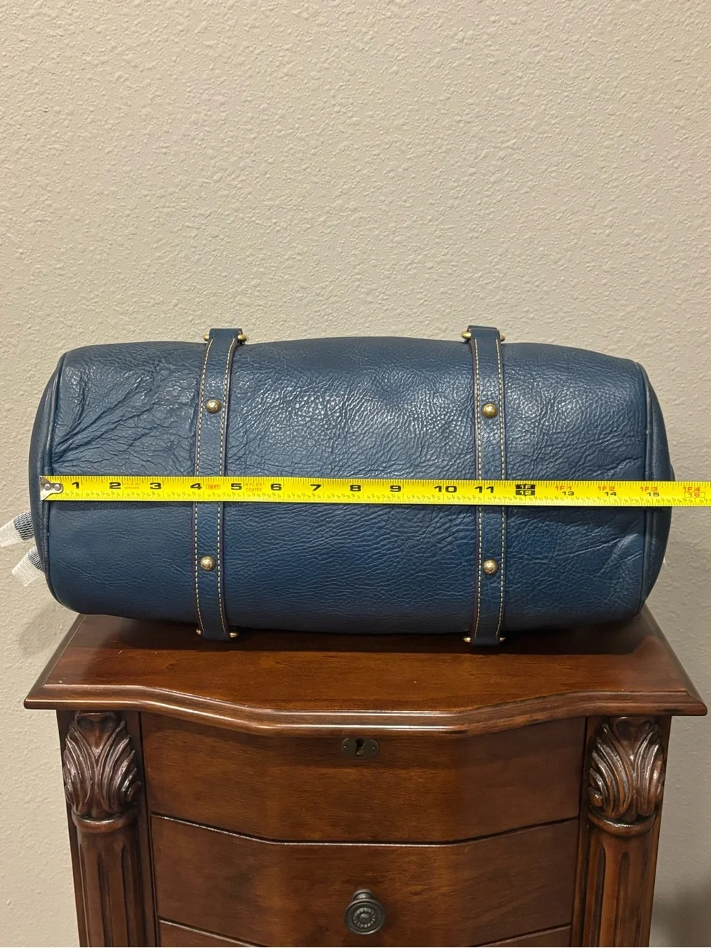 Dooney & Bourke Florentine Large Satchel Denim Blue with Red Interior
